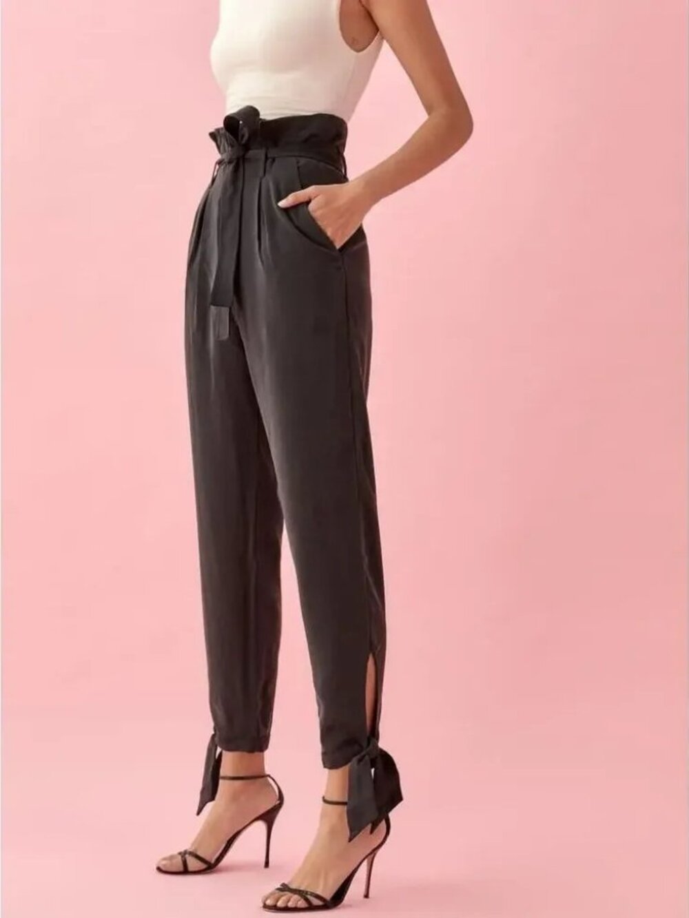 Reformation Avalon Ankle Tie Paper Bag Pant Trousers - Size 2P